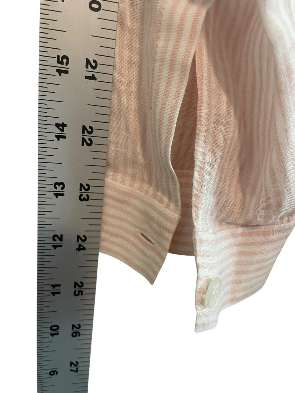Lafayette 148 Womens Linen Pink Pin Stripe Long Sleeve Button Up Shirt Top Sz M - Picture 7 of 10